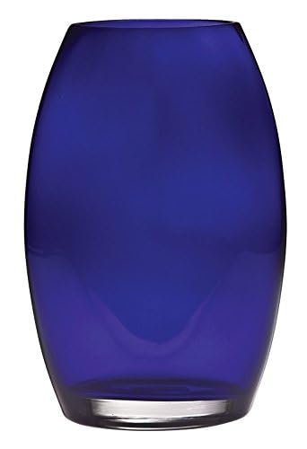 Barski - Handmade Glass - Oval Shaped vase - Cobalt - 8.5"H (8.5 Inches High) Made in Europe