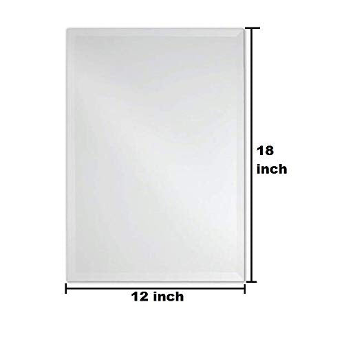 SEVEN HORSES Frameless Rectangular Bevelled Wall Mirror for Dressing,Bedroom,Bathroom, Living Room,Entrance and Makeup Mirror (12 inches X 18 inches)