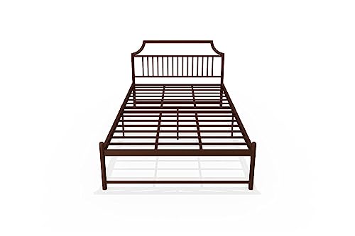 Universe Furniture Zein Metal Bed Without Storage (Matte Finish, Brown) (with Mattress, Queen)