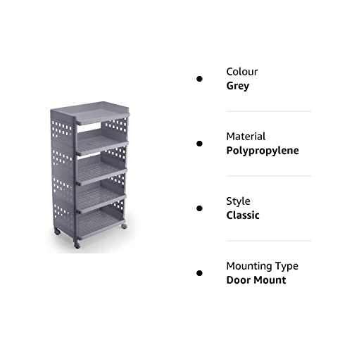 SELVEL Giving shape to life! Selvel Unbreakable Plastic Shelves Multipurpose Fruits Vegetable Storage Racks Stand (Big 5, Grey)