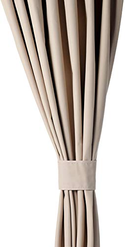 amazon basics Polyester Solid Room Darkening Blackout Curtain Set of 2 with Tie Backs - 245 GSM - (7 Feet - Door) 52' x 84', Taupe, Rod Pocket Curtains