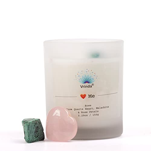 Vrinda® Love Me Glass Scented Candle with Crystals, Soy Blend. Approx. 5.29Oz