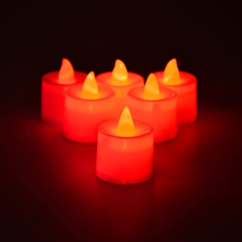 Undine Red Flameless LED Tealights, Smokeless Plastic Decorative Candles - Led Tea Light Candle for Home Decoration (Pack of 24)