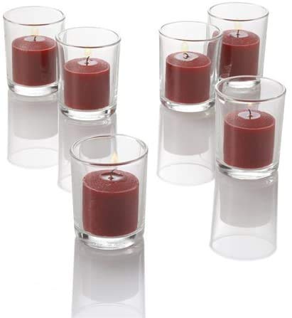 Coku 8-9 Hours Burning Unscented Wax Votive Candles for Diwali Birthday Celebration Aromatherapy Party, Home Decor (Red) (Pack of 60)