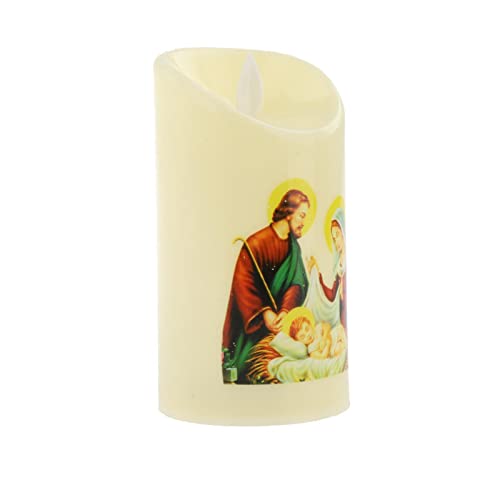 ATORSE® Electronic Candle Flameless Pillar Light Decoration Saint Family