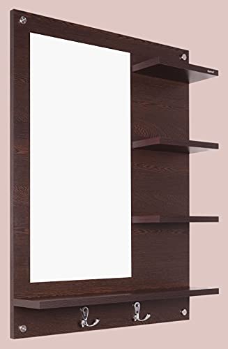 SUMWUD Bloza Engineered Wood Wall Mounted Dressing Mirror with Shelves Wenge