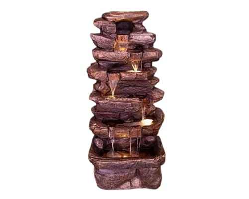 SEPBORN Rock Fountain Water with LED Lights Water Pump Feature, 125cm Height, Fiber, Copper