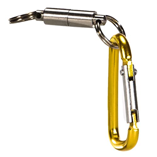 UJEAVETTE® Strong Magnetic Net Release Holder with Coil Lanyard Snap Clip Lock Buckle Yellow Carabiner