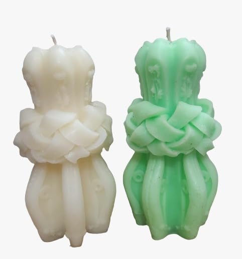 TWINKLING DECOR Scented Carved Pillar Soy Wax Candle (Set of 2) 4.8 * 10CM