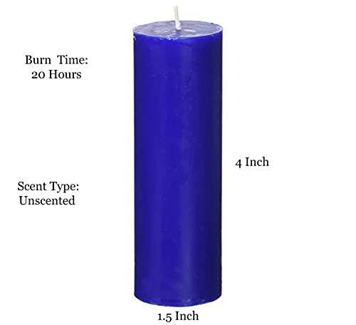 AUTOGROOMZ 25 Hours Pillar Burning Time Unscented Candles (White, 1.5 X 3 Inch) -Set of 4 (Blue)