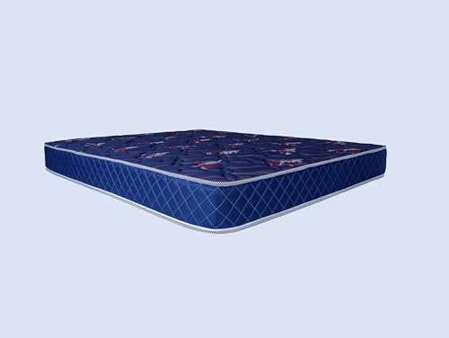 Skyfoam Spring Mattress Foam Encased Pocketed King Bed, PU Foam, Steel Aligned, 6 Inch Bed Mattress, Soft & Bouncy | 5 Year Warranty (75x72x06 Inches, Blue)