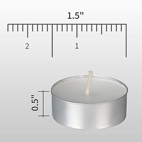 ADD GEAR Tealight Candles – 2.5 Hour Burn Time - White Paraffin Wax - Smokeless Dripless Votive Candles (Round) (Pack of 100)