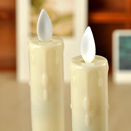 CALANDIS 2pcs Warm LED Candle Romantic Swing Flame Real Candles Home Wedding Gold B