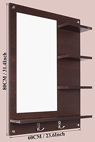 SUMWUD Bloza Engineered Wood Wall Mounted Dressing Mirror with Shelves Wenge