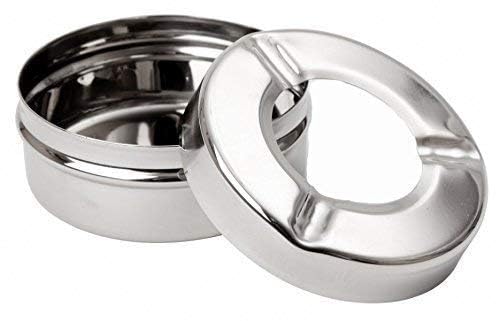 Ashtray for Cigarette Steel Holder Tray with Lid for Home,Office Bar Silver Silver Stainless Steel Ashtray (Pack of 4)