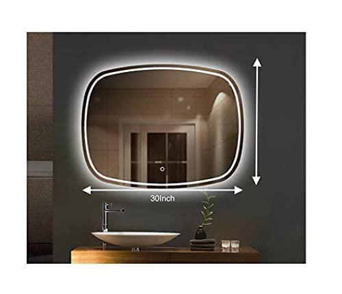 SmileSellers Led Mirror Beautiful Modern Unique Designed Led Glass Mirror Lights (Warm Light, 24x18)