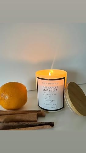 The Shower Box Orange & Cinnamon Scented Frangrance Jar Candle with Wooden Lid | Soy Wax | Two Wick |180 Gram |