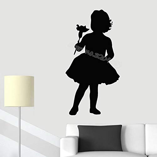 GADGETS WRAP Vinyl Decal Sticker Girl Holding Flower Wall Decals (Item Finish Size : 42cm x 80cm)