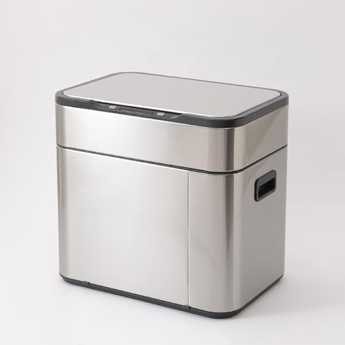 UMAI Stainless Steel Sensor Dual Compartment(9L + 9L) Dustbin with Lid- Smart Dustbin for Kitchen, Bedroom, Bathroom, and Office-2 removable bucket for trash and recyclables- Easy to Clean, and Use