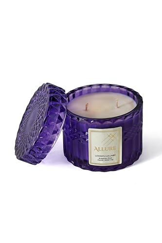 Allure Living Lover's Lullaby Bulgarian Rose Peony Water Lili Candles | 2 Wick Candle |Up to 30 Hours Burning Time | Natural Soy Wax | Aromatherapy Aesthetic Scented Candle |Pack of 4