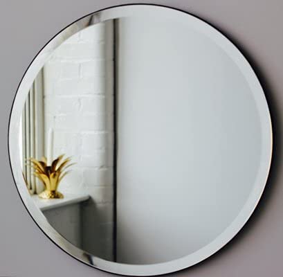 Cheval Glass Round Wall Mirror for Bathroom Wash Basin Living Room Bedroom (Round, 18 X 18 Inches).