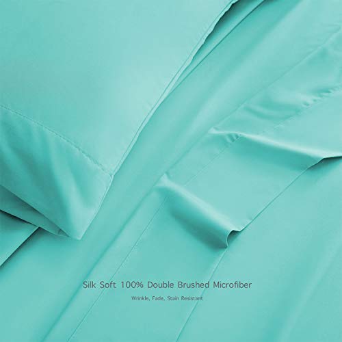 BASIC CHOICE 6 Piece Sheet Set - Luxury Soft 2000 Series Wrinkle & Fade Resistant Bed Sheets - Queen, Turquoise