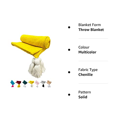 Fashion Throw Chenille Sofa Throw, Throws For Sofa And Couch, Sofa Throws For 3 Seater (Size : 70X55 Inch) (Yellow White)