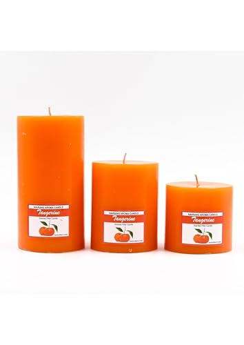 THE REMEDIAL STORE Scented Pilar Candle - Refreshing & Fragrance | Smokeless & Non-Toxic Candles for Home Decor & Aromatherapy | Lasts Upto 48 Hours Combo (Tangerine)