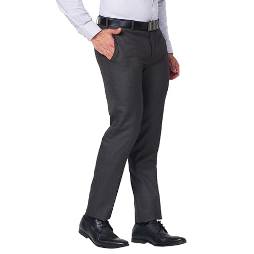 Raymond Men's Slim Fit Polyester Blend Checks Pattern Flat Front Formal Trouser (Size: 86)-RMTS05225-G7 Dark Grey