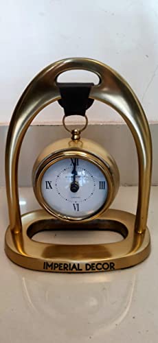 Imperial Decor Metal Showpiece Desk Clock in Golden Finish for Your Home and Office Decor