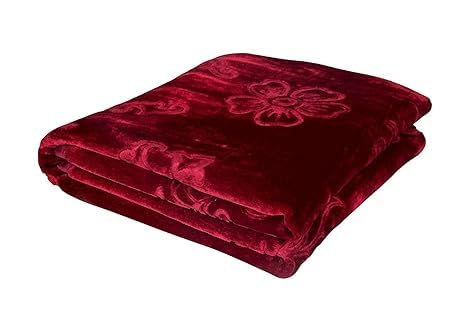 SK STORE Blanket Fleece All Weather Soft Warm Mink Solid Colour Floral for Double/Single Bed Light Mink Winter Blanket (Maroon_Blanket, Single Bed)