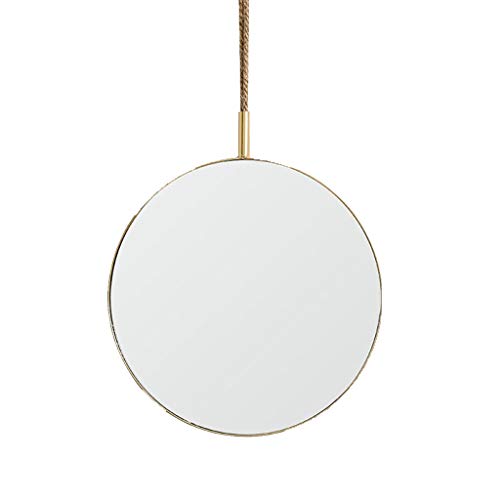 ATORSE® Wall Hanging Framed Mirror for Home Bathroom Round/Rhombus Round_S_Golden