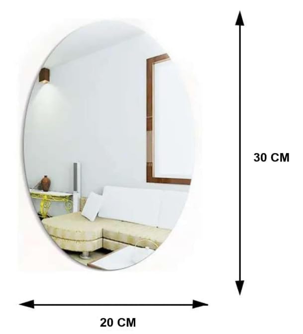 Self Adhesive Wall Mirror, Oval, Suitable for Living Room, Bathroom, Bedroom