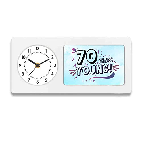 Vocal For Local Desk/Shelf Clock with Attached Frame 70 Years Young 9.5 * 4.5 inches