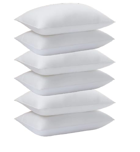 Perfect Sleeper 20x30 Inch Set of 6 Pillows, Soft Density for Stomach and Back Sleepers, Queen size, Pack of 6, White, 51 x 76 cm - Plain White