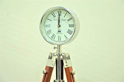 Decor Instruments Wooden Table Clock Wooden Table Clock Table & Floor Standing Roman Number Clock 18 Inch with Adjustable Tripod Stand