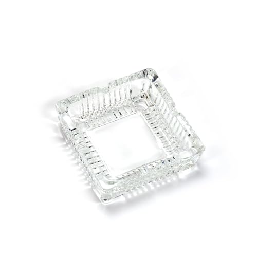 Red Champion Square Glass Ashtray - Modern Elegant Design Misti Crystal Cigar & Cigarette Ashtray, Best Decorative Tabletop for Indoor Outdoor Home Office
