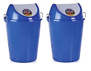 ARISTO Metal Swing Lid Garbage Waste Dustbin 25 Ltr (Blue), (37.5(D) X 49)