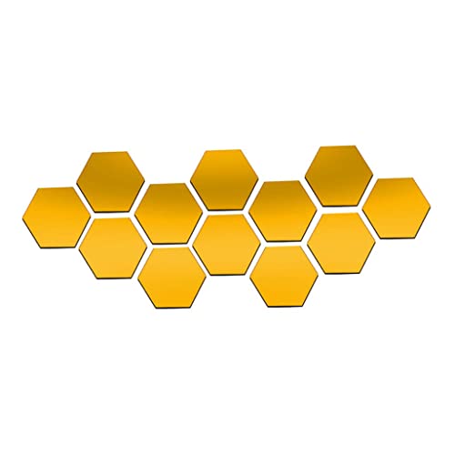 ATORSE® 12X 3D Hexagon Wall Stickers Mirror Acrylic DIY Home Decor Gold 70X40Mm