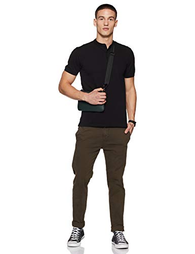 Amazon Brand - Symbol Men's Cotton Rich Polo T Shirt | Mandarin Collar Tshirts | Half Sleeves | Plain - Regular Fit (Jet Black_L)