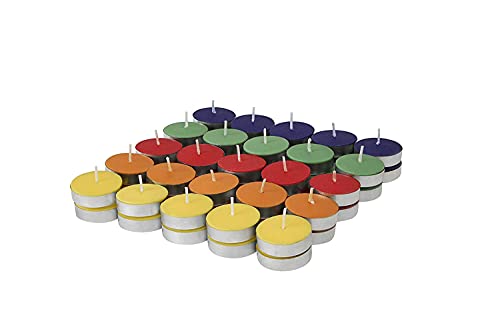 Wax16 Colored Wax Tealight Candles (Set of 50, Unscented) Pack of 7