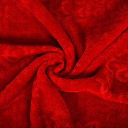 J SHREE Polycotton fabric Ultra Soft Luxurious Embossed Very Warm Korean Mink Blanket Double Bed for Winter - Red (85 x 100 Inches)