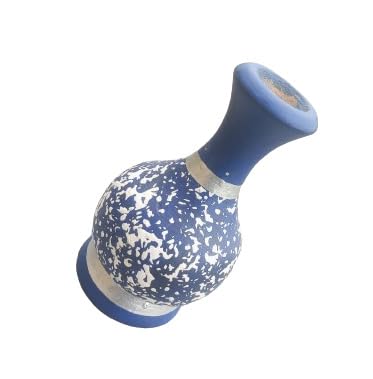 Wooden Handcrafted Flower Vase(16cm,Blue)