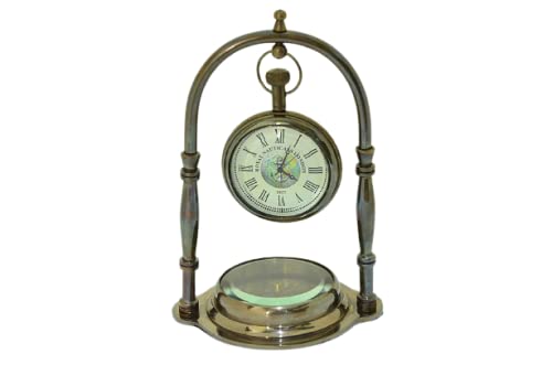 Royal Nautical London Antique Marine Table Clock with Compass Home and Office Decore Showpiece