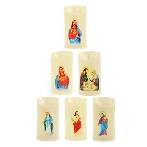 ATORSE® Electronic Candle Flameless Pillar Light Decoration Sacred Man with Heart