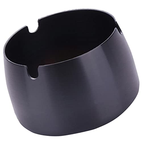 Fashion My Day Windproof Ashtray Stainless Steel Ash Tray for Home Office Black S