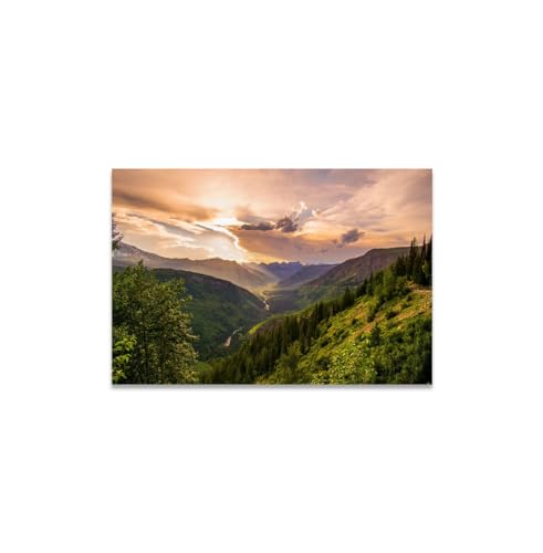 GADGETS WRAP Canvas Gallery Wrap Framed for Home Office Studio Living Room Decoration (14x11inch) - Mountains Trees Landscape