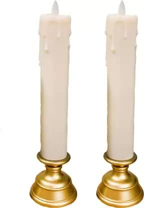 The Decor Affair LED Candle Pillars - 27cm Height, Crafted for Endless Hours of Ambient Lighting - Set of 2, Embracing The Beauty of Pure White and Vibrant Orange