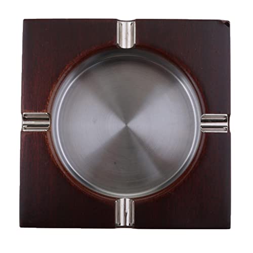 MYADDICTION Stainless Steel Bamboo Ashtray Personalized Ash Tray Square M