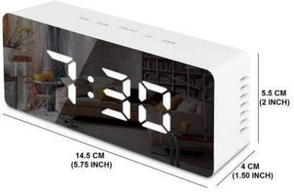 MIRROR FINISH DIGITAL CLOCK (RECTANGLE) WITH DUAL POWER OPTION